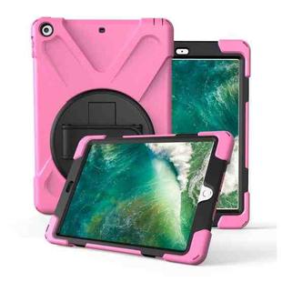 For iPad Pro10.5 / Air 10.5 2019 360 Degree Rotation PC + Silicone Protective Case with Holder & Hand-strap(Pink)
