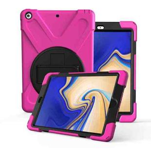For Galaxy Tab S4 10.5 T830/T835 360 Degree Rotation PC + Silicone Protective Case with Holder & Hand-strap(Rose Red)