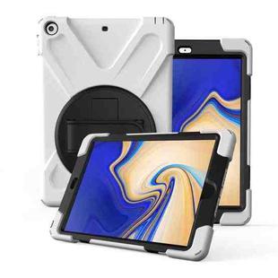 For Galaxy Tab S4 10.5 T830/T835 360 Degree Rotation PC + Silicone Protective Case with Holder & Hand-strap(White)