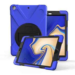 For Galaxy Tab S4 10.5 T830/T835 360 Degree Rotation PC + Silicone Protective Case with Holder & Hand-strap(Dark Blue)