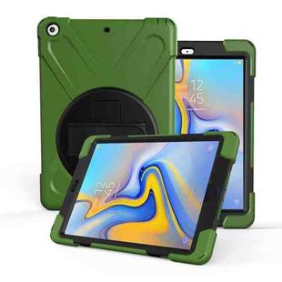 For Galaxy  Tab A 10.5 T590/T595 360 Degree Rotation PC + Silicone Protective Case with Holder & Hand-strap(Army Green)