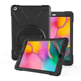 For Galaxy Tab A 10.1 （2019） T510/T515   360 Degree Rotation PC + Silicone Protective Case with Holder & Hand-strap(Black)