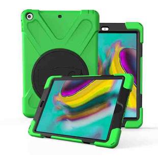 For Galaxy Tab S5E 10.5 (2019) T720   360 Degree Rotation PC + Silicone Protective Case with Holder & Hand-strap(Light Green)