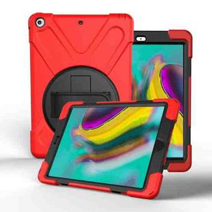 For Galaxy Tab S5E 10.5 (2019) T720   360 Degree Rotation PC + Silicone Protective Case with Holder & Hand-strap(Red)