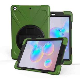 For Galaxy Tab S6 10.5 T860/T865/T867 2019  360 Degree Rotation PC + Silicone Protective Case with Holder & Hand-strap(Army Green)