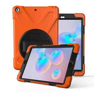 For Galaxy Tab S6 10.5 T860/T865/T867 2019  360 Degree Rotation PC + Silicone Protective Case with Holder & Hand-strap(Orange)