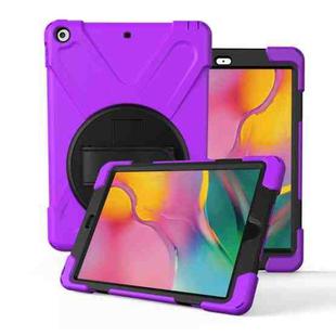 For Galaxy Tab A 8.0（2019）P200/P205  360 Degree Rotation PC + Silicone Protective Case with Holder & Hand-strap(Purple)
