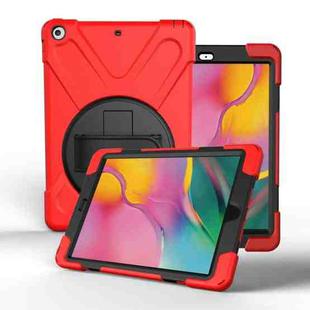 For Galaxy Tab A 8.0（2019）P200/P205  360 Degree Rotation PC + Silicone Protective Case with Holder & Hand-strap(Red)