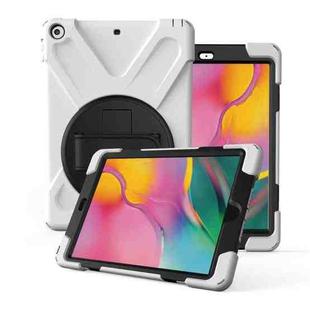 For Galaxy Tab A 8.0（2019）P200/P205  360 Degree Rotation PC + Silicone Protective Case with Holder & Hand-strap(White)
