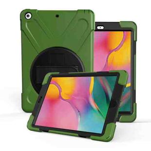 For Galaxy Tab A 8.0（2019）P200/P205  360 Degree Rotation PC + Silicone Protective Case with Holder & Hand-strap(Army Green)