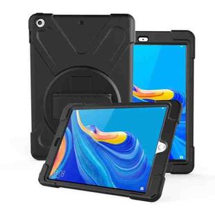 For Huawei MediaPad M6 10.8  360 Degree Rotation PC + Silicone Protective Case with Holder & Hand-strap(Black)