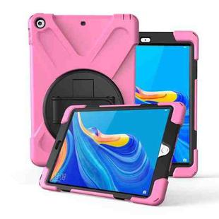 For Huawei MediaPad M6 10.8  360 Degree Rotation PC + Silicone Protective Case with Holder & Hand-strap(Pink)