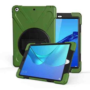 For Huawei MediaPad M5 10.8  360 Degree Rotation PC + Silicone Protective Case with Holder & Hand-strap(Army Green)