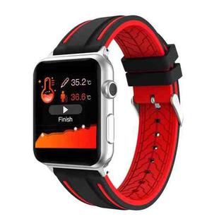 For Apple Watch Series 4 & 3 & 2 & 1 38mm Two-color Floral Pattern Silicone Wrist Strap Watch Band without body(Black + Red)