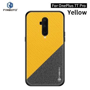 For Oneplus7T Pro PINWUYO Rong Series  Shockproof PC + TPU+ Chemical Fiber Cloth Protective Cover(Yellow)