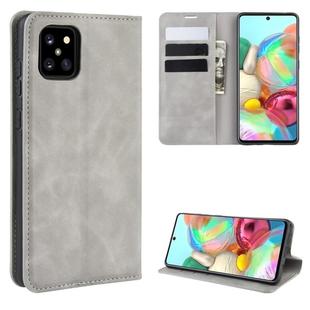 For Galaxy A81 / M60S / Note 10 Lite  Retro-skin Business Magnetic Suction Leather Case with Holder & Card Slots & Wallet(Grey)