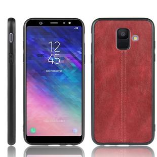 For Galaxy A6 Shockproof Sewing Cow Pattern Skin PC + PU + TPU Case(Red)