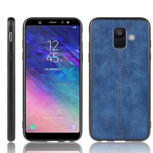 For Galaxy A6 Shockproof Sewing Cow Pattern Skin PC + PU + TPU Case(Blue)
