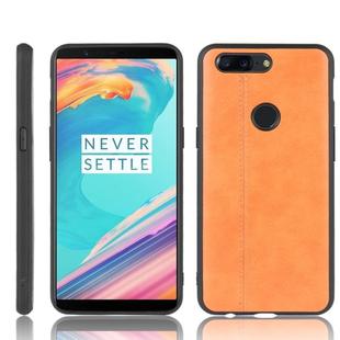 For OnePlus 5T Shockproof Sewing Cow Pattern Skin PC + PU + TPU Case(Orange)