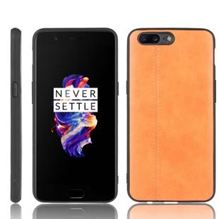 For OnePlus 5 Shockproof Sewing Cow Pattern Skin PC + PU + TPU Case(Orange)