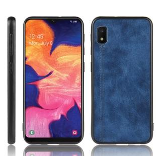 For Galaxy A10e Shockproof Sewing Cow Pattern Skin PC + PU + TPU Case(Blue)