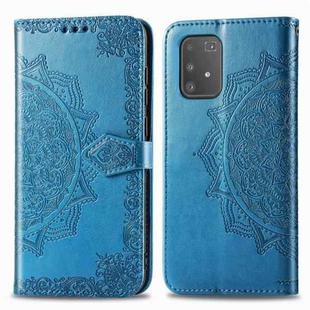 For Galaxy A91 Halfway Mandala Embossing Pattern Horizontal Flip Leather Case , with Holder & Card Slots & Wallet & Photo Frame & Lanyard(Blue)