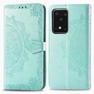 For Galaxy S20 Ultra Halfway Mandala Embossing Pattern Horizontal Flip Leather Case with Holder & Card Slots & Wallet & Photo Frame & Lanyard(Green)