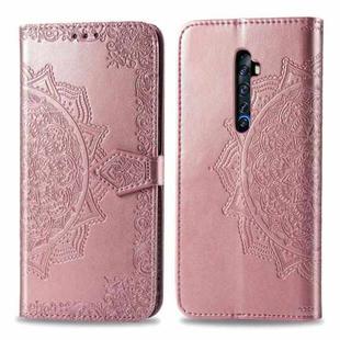 For OPPO Reno2 Z Halfway Mandala Embossing Pattern Horizontal Flip Leather Case , with Holder & Card Slots & Wallet & Photo Frame & Lanyard(Rose Gold)