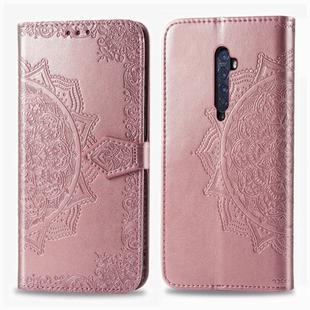 For OPPO Reno2 Halfway Mandala Embossing Pattern Horizontal Flip Leather Case , with Holder & Card Slots & Wallet & Photo Frame & Lanyard(Rose Gold)