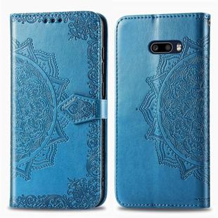 For LG G8X ThinQ Halfway Mandala Embossing Pattern Horizontal Flip Leather Case , with Holder & Card Slots & Wallet & Photo Frame & Lanyard(Blue)