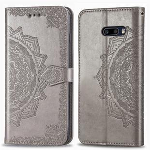 For LG G8X ThinQ Halfway Mandala Embossing Pattern Horizontal Flip Leather Case , with Holder & Card Slots & Wallet & Photo Frame & Lanyard(Gray)