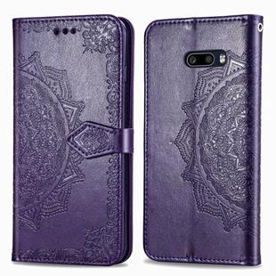 For LG G8X ThinQ Halfway Mandala Embossing Pattern Horizontal Flip Leather Case , with Holder & Card Slots & Wallet & Photo Frame & Lanyard(Purple)