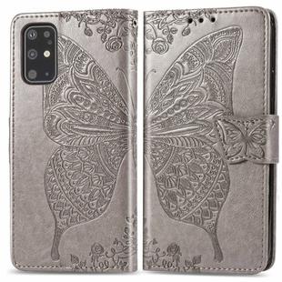 For Galaxy S20+ Butterfly Love Flower Embossed Horizontal Flip Leather Case with Bracket / Card Slot / Wallet / Lanyard(Gray)
