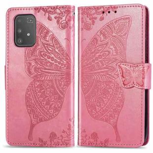 For Galaxy S10 Lite / A91 / M80s Butterfly Love Flowers Embossing Horizontal Flip Leather Case with Holder & Card Slots & Wallet & Lanyard(Pink)