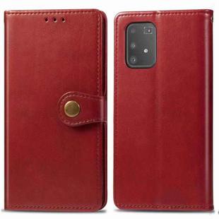 For Galaxy S10 Lite / A91 / M80s Retro Solid Color Leather Buckle Mobile Phone Protection Leather Case with Photo Frame & Card Slot & Wallet & Bracket Function(Red)