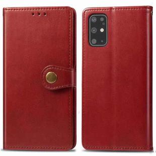 For Galaxy S20+ Retro Solid Color Leather Buckle Mobile Phone Protection Leather Case with Photo Frame & Card Slot & Wallet & Bracket Function(Red)