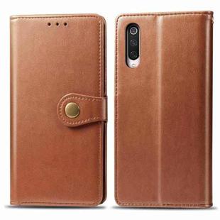 For Xiaomi Mi 9 Pro / 5G Retro Solid Color Leather Buckle Mobile Phone Protection Leather Case with Photo Frame & Card Slot & Wallet & Bracket Function(Brown)