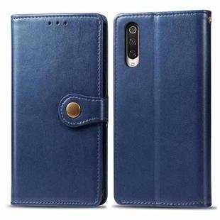 For Xiaomi Mi 9 Pro / 5G Retro Solid Color Leather Buckle Mobile Phone Protection Leather Case with Photo Frame & Card Slot & Wallet & Bracket Function(Blue)