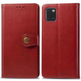 For Galaxy Note10 Lite / A81 / M60s Retro Solid Color Leather Buckle Mobile Phone Protection Leather Case with Photo Frame & Card Slot & Wallet & Bracket Function(Red)