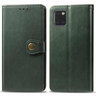 For Galaxy Note10 Lite / A81 / M60s Retro Solid Color Leather Buckle Mobile Phone Protection Leather Case with Photo Frame & Card Slot & Wallet & Bracket Function(Green)