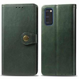 For Galaxy S20 Retro Solid Color Leather Buckle Mobile Phone Protection Leather Case with Photo Frame & Card Slot & Wallet & Bracket Function(Green)