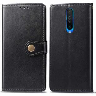 For Xiaomi Redmi K30 Retro Solid Color Leather Buckle Mobile Phone Protection Leather Case with Photo Frame & Card Slot & Wallet & Bracket Function(Black)