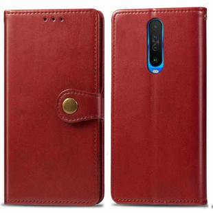 For Xiaomi Redmi K30 Retro Solid Color Leather Buckle Mobile Phone Protection Leather Case with Photo Frame & Card Slot & Wallet & Bracket Function(Red)