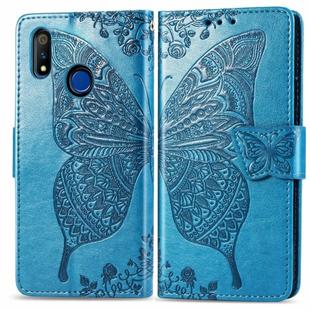 For OPPO Realme 3 Butterfly Love Flower Embossed Horizontal Flip Leather Case with Bracket / Card Slot / Wallet / Lanyard(Blue)