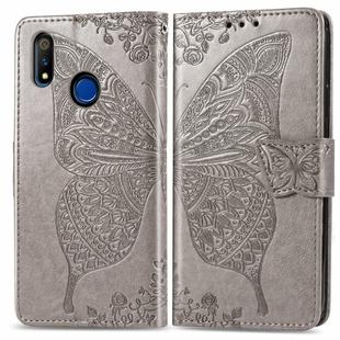 For OPPO Realme 3 Butterfly Love Flower Embossed Horizontal Flip Leather Case with Bracket / Card Slot / Wallet / Lanyard(Gray)