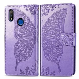 For OPPO Realme 3 Butterfly Love Flower Embossed Horizontal Flip Leather Case with Bracket / Card Slot / Wallet / Lanyard(Light Purple)