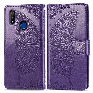 For OPPO Realme 3 Butterfly Love Flower Embossed Horizontal Flip Leather Case with Bracket / Card Slot / Wallet / Lanyard(Dark Purple)