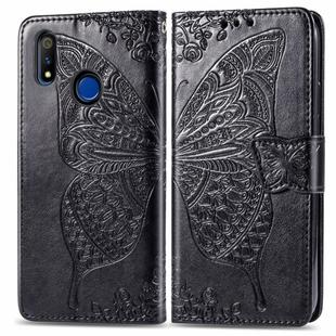 For OPPO Realme 3 Pro Butterfly Love Flower Embossed Horizontal Flip Leather Case with Bracket / Card Slot / Wallet / Lanyard(Black)