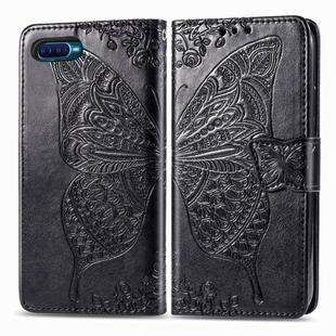 For OPPO K1 Butterfly Love Flower Embossed Horizontal Flip Leather Case with Bracket / Card Slot / Wallet / Lanyard(Black)
