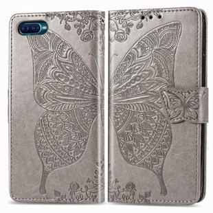 For OPPO K1 Butterfly Love Flower Embossed Horizontal Flip Leather Case with Bracket / Card Slot / Wallet / Lanyard(Gray)